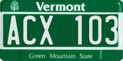 VT license plate ACX103