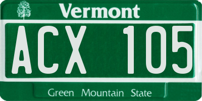 VT license plate ACX105