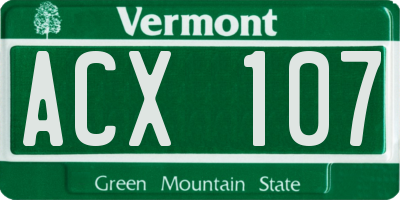 VT license plate ACX107
