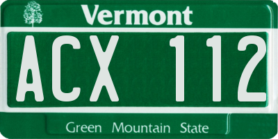 VT license plate ACX112