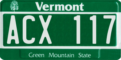 VT license plate ACX117