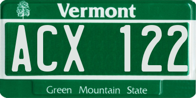 VT license plate ACX122