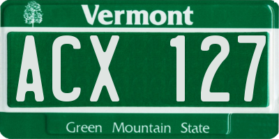 VT license plate ACX127