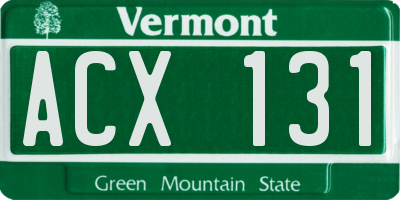 VT license plate ACX131