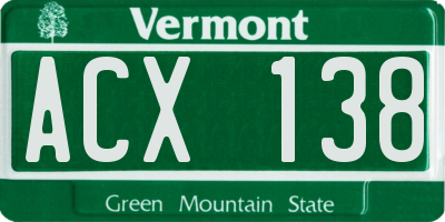 VT license plate ACX138