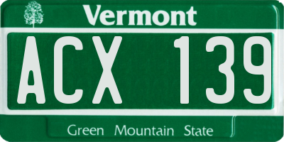 VT license plate ACX139