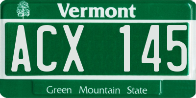 VT license plate ACX145