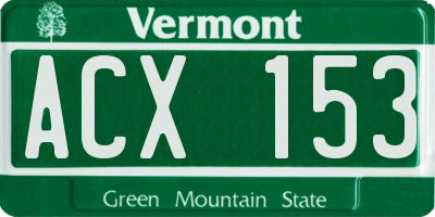 VT license plate ACX153