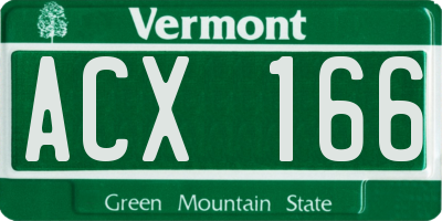 VT license plate ACX166