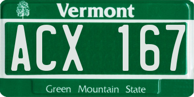 VT license plate ACX167