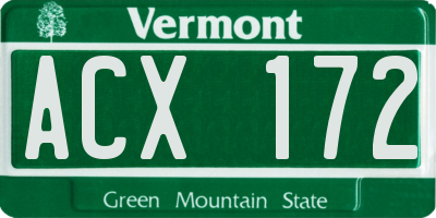 VT license plate ACX172