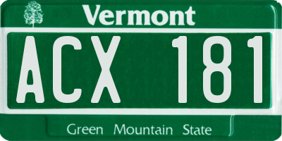VT license plate ACX181