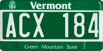 VT license plate ACX184