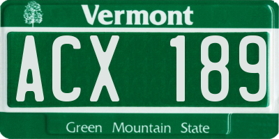 VT license plate ACX189