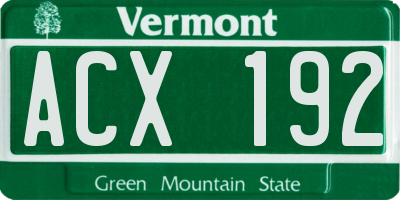VT license plate ACX192