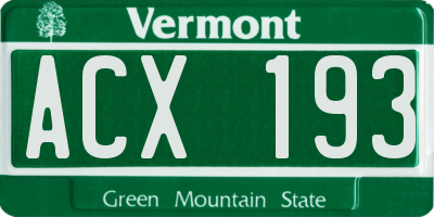VT license plate ACX193