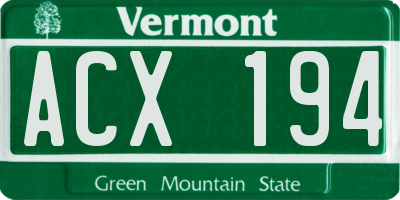 VT license plate ACX194
