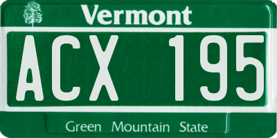VT license plate ACX195