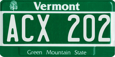 VT license plate ACX202