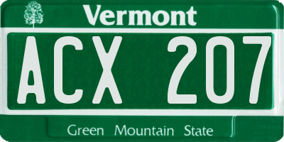 VT license plate ACX207