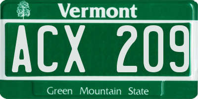 VT license plate ACX209