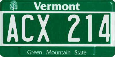 VT license plate ACX214