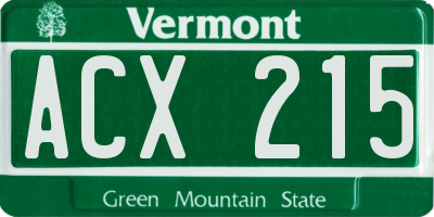 VT license plate ACX215
