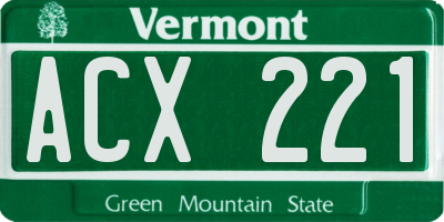 VT license plate ACX221