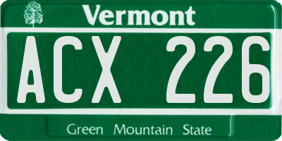 VT license plate ACX226