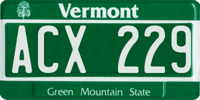 VT license plate ACX229