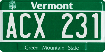 VT license plate ACX231