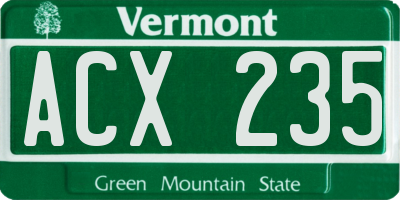 VT license plate ACX235