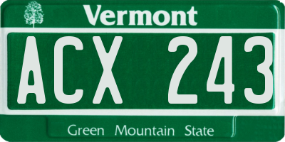VT license plate ACX243