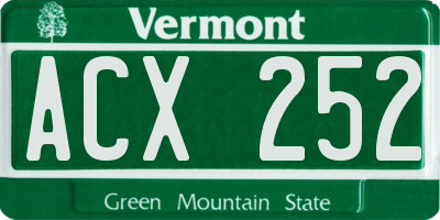VT license plate ACX252