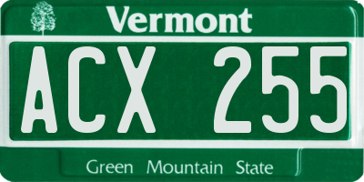 VT license plate ACX255
