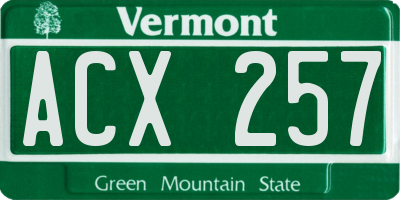 VT license plate ACX257