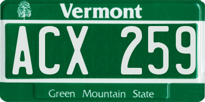 VT license plate ACX259