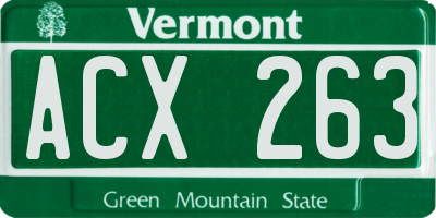 VT license plate ACX263