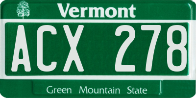 VT license plate ACX278