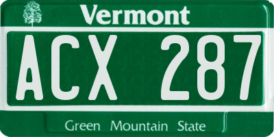 VT license plate ACX287