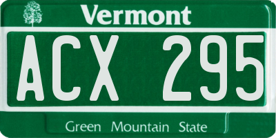 VT license plate ACX295