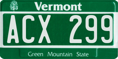 VT license plate ACX299