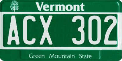 VT license plate ACX302