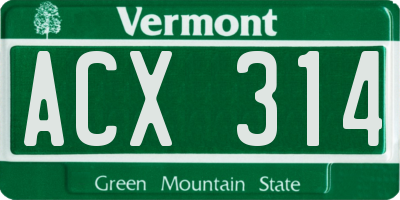 VT license plate ACX314