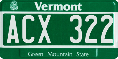 VT license plate ACX322