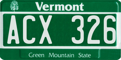 VT license plate ACX326