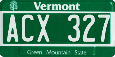 VT license plate ACX327