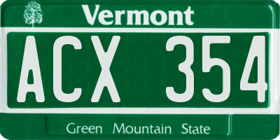VT license plate ACX354