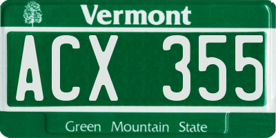 VT license plate ACX355