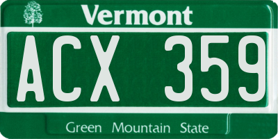 VT license plate ACX359